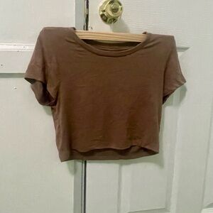 H&M Brown Crop T-Shirt Short Sleeve